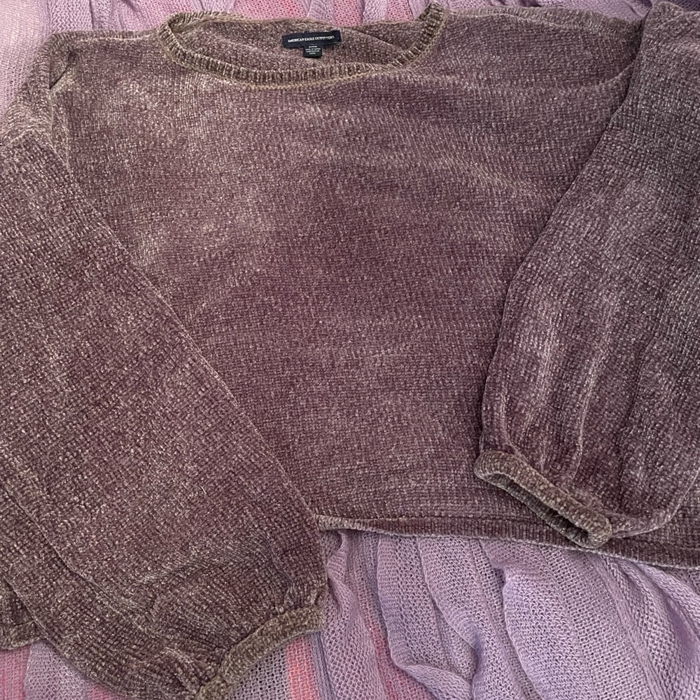 American Eagle Cropped Balloon Sleeve Sweater